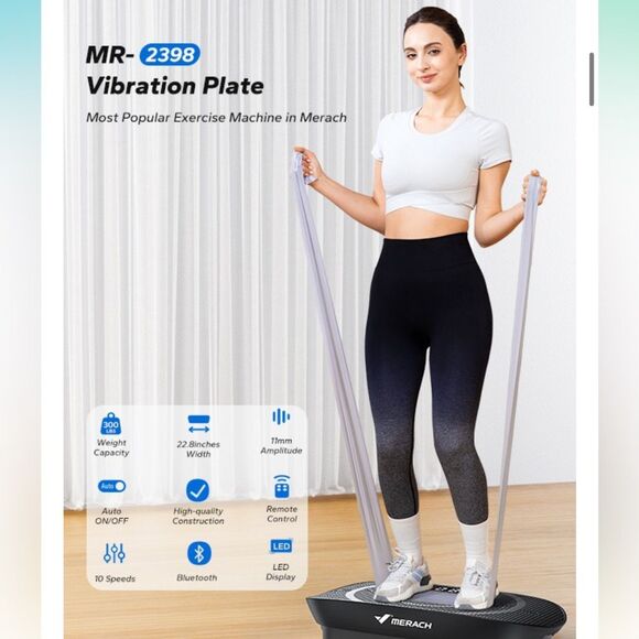 MERACH 2398 Slim Vibration Plate Exercise Machine/Lymphatic Drainage, Black. NIB - Picture 2 of 16